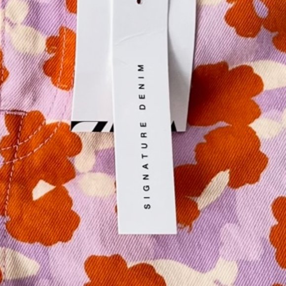 NEW! ZARA Signature Denim The 90's Short in Poppy Flower print ,Size 4 (EU 36) - Picture 14 of 16